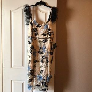 Sheer flower beaded and sequin formal midi dress, never worn